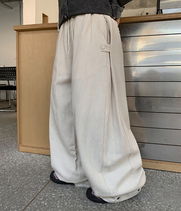 Hedeki banding snap button wide cotton pants